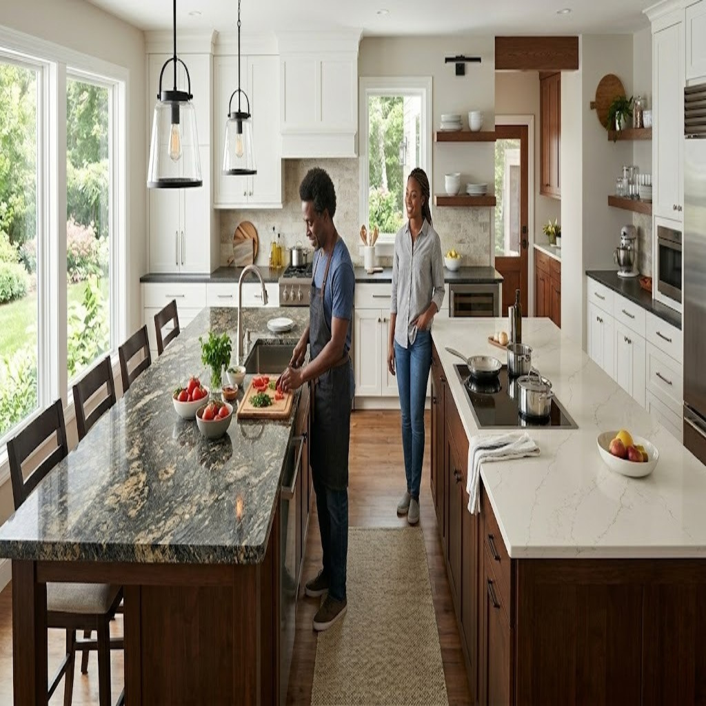 Modern Kitchen Island Ideas Using Granite and Quartz