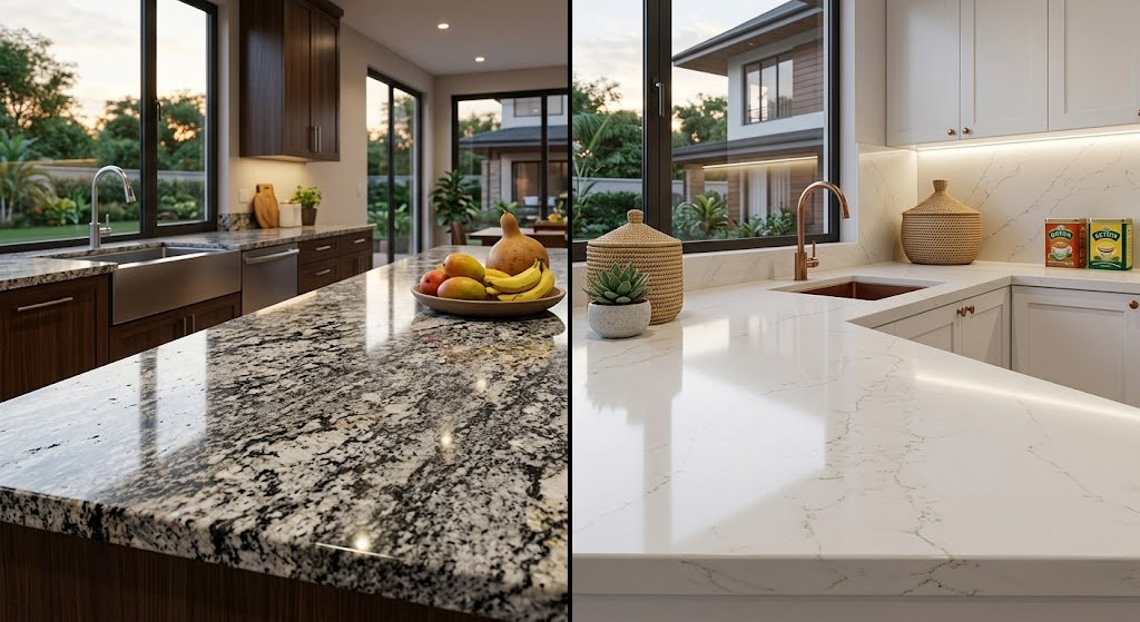 Granite vs Quartz Kitchen Countertops in Kenya:Key Differences for Busy Families