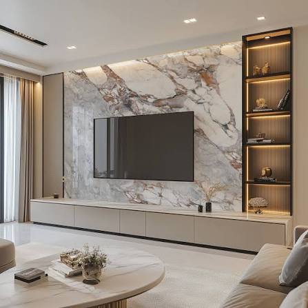 Marble TV Feature Wall in Kenya: Panel Layout, Fixing and Cable Routing